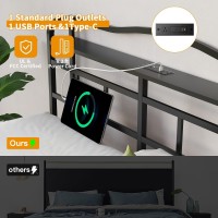 Osaset King Bed Frame King Bed Frame With Headboard And Usb Type C Charging Station Heavy Duty Metal Bed Frame No Box Sprin