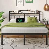 Osaset Queen Bed Frame Queen Bed Frame With Headboard And Usb Type C Charging Station Heavy Duty Metal Bed Frame No Box Spr