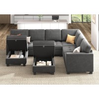 Honbay Velvet Modular Sectional Sofa L Shaped Sofa Couch With Storage Top Tray Ottoman U Shape Sectional Couch For Living Room