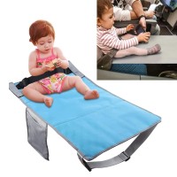 Airplane Footrest & Seat Extender For Kids Toddler Travel Bed Airplane Foot Hammock Folding Universal Fit Adjustable Children Airplane Seat Extender (Blue)