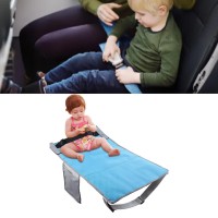 Airplane Footrest & Seat Extender For Kids Toddler Travel Bed Airplane Foot Hammock Folding Universal Fit Adjustable Children Airplane Seat Extender (Blue)