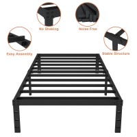 Aldrich 12 Inch Metal Twin Xl Bed Frame Single Black Basic Steel Slats Platform Easy Assembly Heavy Duty Noise Free Bedframes