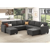 Honbay Velvet Convertible Sectional Couch U Shaped Sectional Sofa With Chaise Modular Sectional With Storage Ottoman Corner Cou