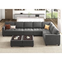 Honbay Velvet Convertible Sectional Couch U Shaped Sectional Sofa With Chaise Modular Sectional With Storage Ottoman Corner Cou