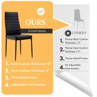 Livinveluris Set Of 4 Modern Black Dining Room Chairs - Perfect For Small Spaces - Upholstery Faux Leather - Sleek And Stylish Design - Ideal For Kitchen, And Breakroom (Black)