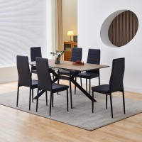 Livinveluris Set Of 4 Modern Black Dining Room Chairs - Perfect For Small Spaces - Upholstery Faux Leather - Sleek And Stylish Design - Ideal For Kitchen, And Breakroom (Black)