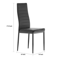 Livinveluris Set Of 4 Modern Black Dining Room Chairs - Perfect For Small Spaces - Upholstery Faux Leather - Sleek And Stylish Design - Ideal For Kitchen, And Breakroom (Black)