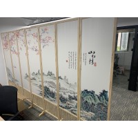 4 5 6 7 8 Panel Folding Screen Room Divider, Chinese Decorative Privacy Screen Indoor Wood With Flowers, 6 6.5 Ft Tall Office Partition Temporary Walls, Business Gift (Color : 7 Panel, Size : Tall 2