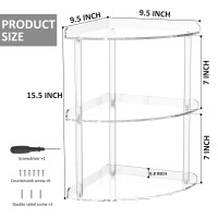 Sezanrpt 3 Tier Acrylic Corner Shelf Organizer Storage 95X95X157 Inch Transparent Countertop Corner Shelf For Bathroom Kitc