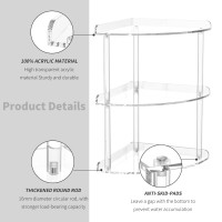 Sezanrpt 3 Tier Acrylic Corner Shelf Organizer Storage 95X95X157 Inch Transparent Countertop Corner Shelf For Bathroom Kitc