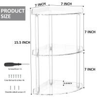 Sezanrpt 3 Tier Countertop Corner Organizer Shelf 7X7X157 Inch Countertop Acrylic Bathroom Corner Shelf Clear Vanity Storage