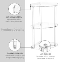 Sezanrpt 3 Tier Countertop Corner Organizer Shelf 7X7X157 Inch Countertop Acrylic Bathroom Corner Shelf Clear Vanity Storage