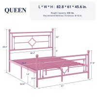 Allewie Queen Size Metal Platform Bed Frame With Victorian Vintage Headboard And Footboardmattress Foundationunder Bed Storage