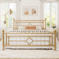 Allewie King Size Metal Platform Bed Frame With Victorian Vintage Headboard And Footboardmattress Foundationunder Bed Storage