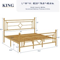 Allewie King Size Metal Platform Bed Frame With Victorian Vintage Headboard And Footboardmattress Foundationunder Bed Storage