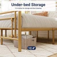 Allewie King Size Metal Platform Bed Frame With Victorian Vintage Headboard And Footboardmattress Foundationunder Bed Storage