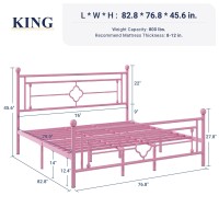 Allewie King Size Metal Platform Bed Frame With Victorian Vintage Headboard And Footboardmattress Foundationunder Bed Storage