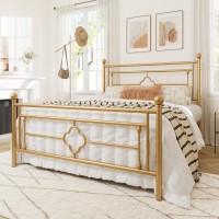 Allewie Full Size Metal Platform Bed Frame With Victorian Vintage Headboard And Footboardmattress Foundationunder Bed Storage