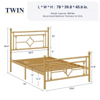 Allewie Twin Size Metal Platform Bed Frame With Victorian Vintage Headboard And Footboardmattress Foundationunder Bed Storage