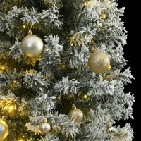 vidaXL Slim Christmas Tree 300 LEDs & Ball Set & Flocked Snow 106.3
