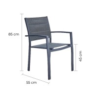 Naterial Orion Beta | Outdoor Garden And Dining Chair With Armrests Dark Grey | Aluminium Frame And Quick-Drying Foam Padded Seat | Ideal For Patio And Terraces