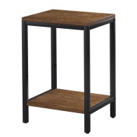 Saygoer Wood End Tables Small Side Table With Storage Night Stand Metal Frames 2 Tier Bedside Table With Adjustable Feet 1Pcs