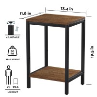 Saygoer Wood End Tables Small Side Table With Storage Night Stand Metal Frames 2 Tier Bedside Table With Adjustable Feet 1Pcs