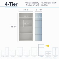 Homes Inside Out Apexa 4Tier Cube Storage Organizer Shelves Stackable Wood Bookcase Fits Cubby Bins For Organization Dorm