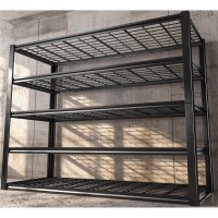 Reibii 3000Lbs Garage Shelving Heavy Duty 482W Storage Shelves 72H Adjustable 5 Tier Metal Shelves For Storage Rack Commerc