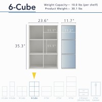 Homes Inside Out Apexa 6 Cube Storage Organizer Shelves Stackable Wood Bookcase Fits Cubby Bins For Organization Dorm Teen