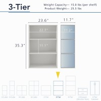 Homes Inside Out Apexa 3Tier Cube Storage Organizer Shelves Stackable Wood Bookcase Fits Cubby Bins For Organization Dorm