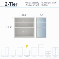 Homes Inside Out Apexa 2Tier Cube Storage Organizer Shelves Stackable Wood Bookcase Fits Cubby Bins For Organization Dorm