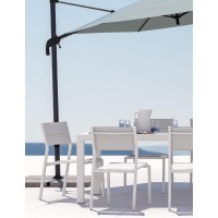 Naterial Orion Betaii | Set Of 4 White Padded Dining And Garden Chairs | Aluminium Frame And Quick-Drying Foam Seat | Ideal For Outdoor Use As Garden And Beach