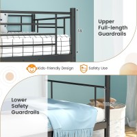 Komfott Metal Twin Over Twin Bunk Bed, Heavy-Duty Metal Bunk Bed Fame With Ladder& Full-Length Guardrails For Kids, Teens & Adults, Space Saving Bunk Bed, No Box Spring Needed