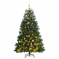 vidaXL Artificial Hinged Christmas Tree 300 LEDs & Ball Set 82.7