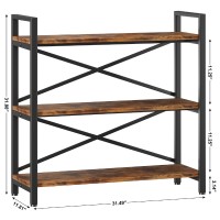 Homeiju 3 Tier Bookshelf 3149 Width Wood And Metal Etagere Bookcase Vintage Farmhouse Modern Wooden Big Book Shelf For Home