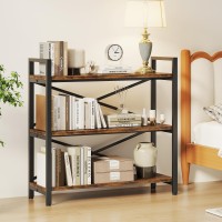 Homeiju 3 Tier Bookshelf 3149 Width Wood And Metal Etagere Bookcase Vintage Farmhouse Modern Wooden Big Book Shelf For Home