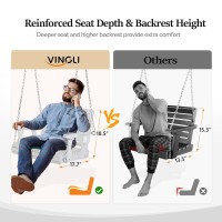 Vingli Heavy Duty 440 Lbs 1Person Wooden Patio Porch Swing With Deeper Seat Higher Backrest Extra Cup Holder For Adults K