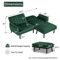 Duraspace Sectional Couch 74 Loveseat With Ottoman Velvet Convertible Sofa Futon Sleeper With Adjustable Backrest Lshaped