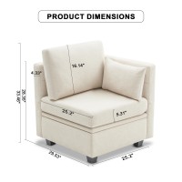 Weture Corner Seat Module For Modular Sectional Sofa Customizable Sectional Sofa Couch Accent Chair Beige