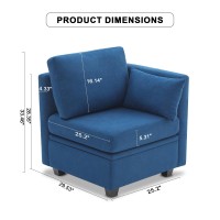 Weture Middle Module For Modular Sectional Sofa Customizable Sectional Sofa Couch Accent Armless Chair Blue