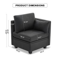 Weture Corner Seat Module For Modular Sectional Sofa Customizable Sectional Sofa Couch Accent Chair Darkgray