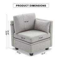 Weture Corner Seat Module For Modular Sectional Sofa Customizable Sectional Sofa Couch Accent Chair Lightgray