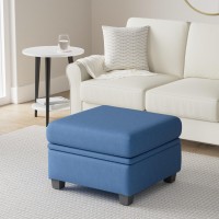 Weture Square Ottoman Module For Modular Sectional Sofa Storage Ottoman Seat Footrest Blue