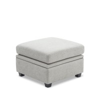 Weture Square Ottoman Module For Modular Sectional Sofa Storage Ottoman Seat Footrest Lightgray