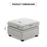 Weture Square Ottoman Module For Modular Sectional Sofa Storage Ottoman Seat Footrest Lightgray