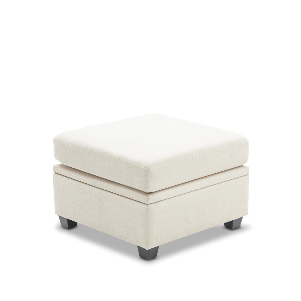 Weture Square Ottoman Module For Modular Sectional Sofa Storage Ottoman Seat Footrest Beige