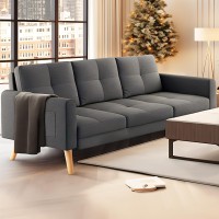 Gizoon 67??Sofa Couch With Soft Armrest Small Loveseat Sofa With 3 Comfy Pillows For Living Room 2-Seater Bench Seat For Teenagers Room Bedroom Office And Small Spaces, Dark Gray