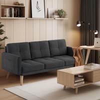 Gizoon 67??Sofa Couch With Soft Armrest Small Loveseat Sofa With 3 Comfy Pillows For Living Room 2-Seater Bench Seat For Teenagers Room Bedroom Office And Small Spaces, Dark Gray