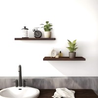 Phph Wood Floating Shelves For Wall Wooden Wall Shelves For Bedroom Set Of 6 Brown 17 Inch